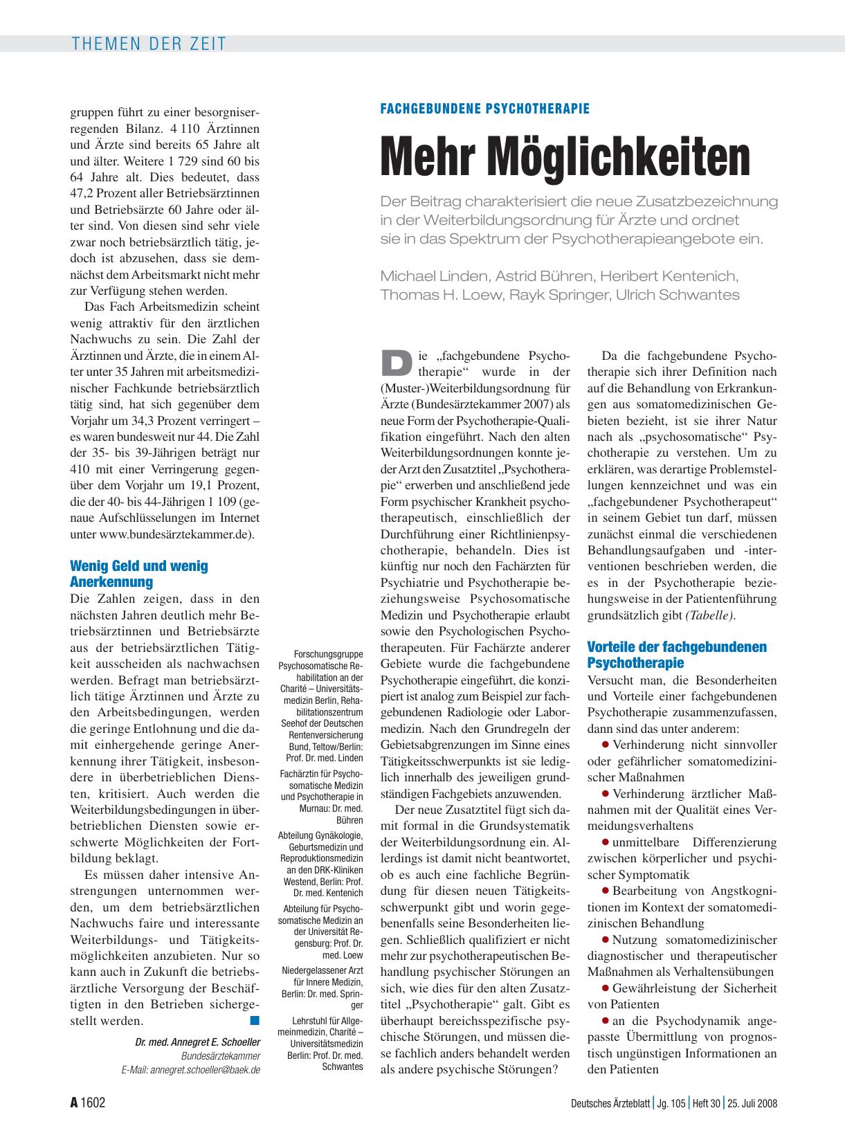Vorschauseite 1: Fachgebundene Psychotherapie: Mehr Möglichkeiten