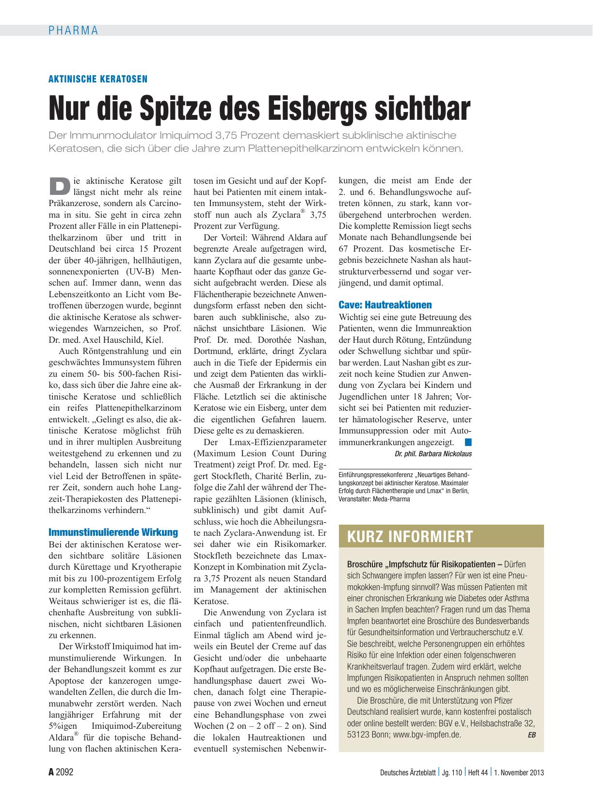 Vorschauseite 1: Aktinische Keratosen: Nur die Spitze des Eisbergs sichtbar