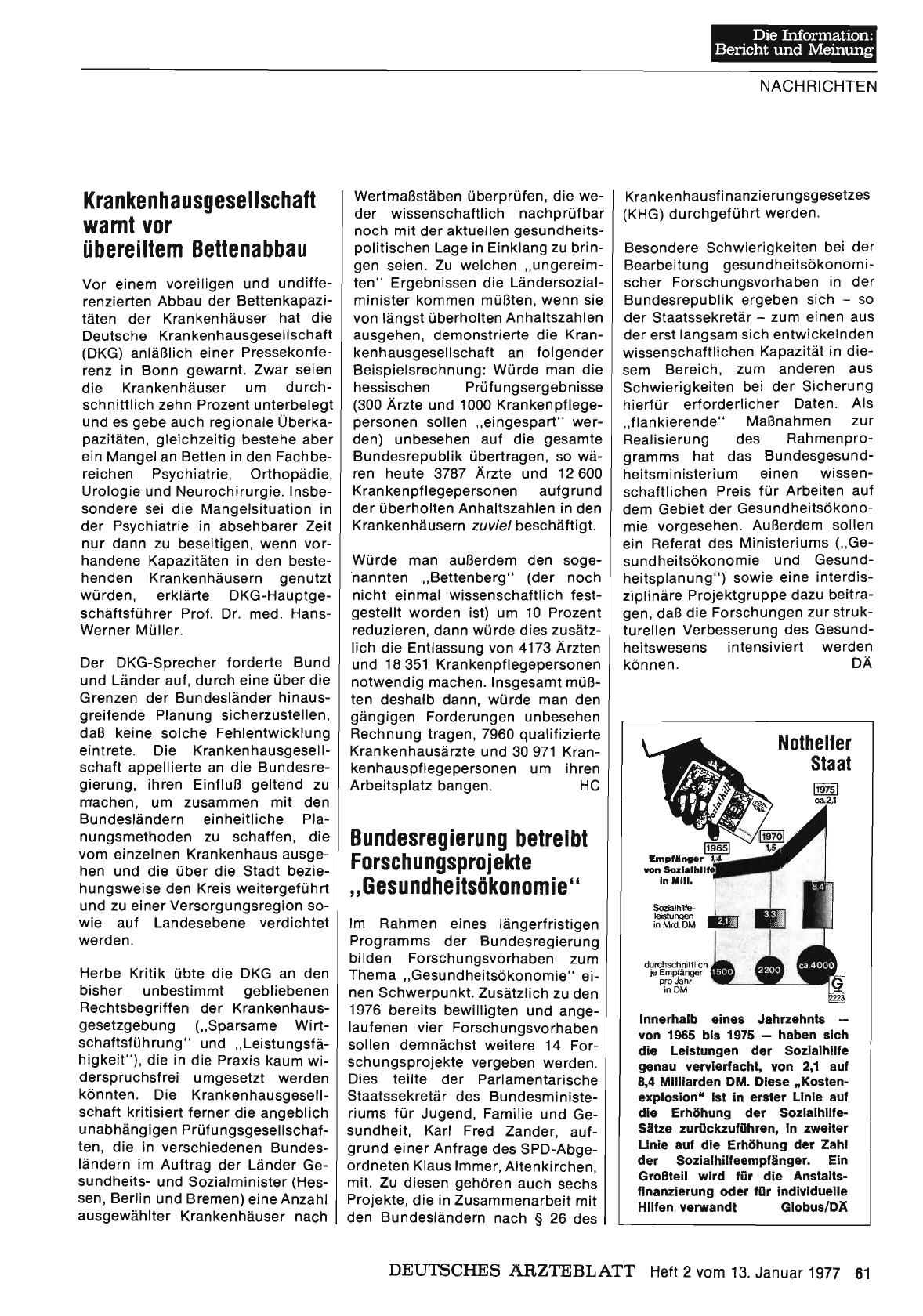 Vorschauseite 1: Bundesregierung betreibt Forschungsprojekte „Gesundheitsökonomie“