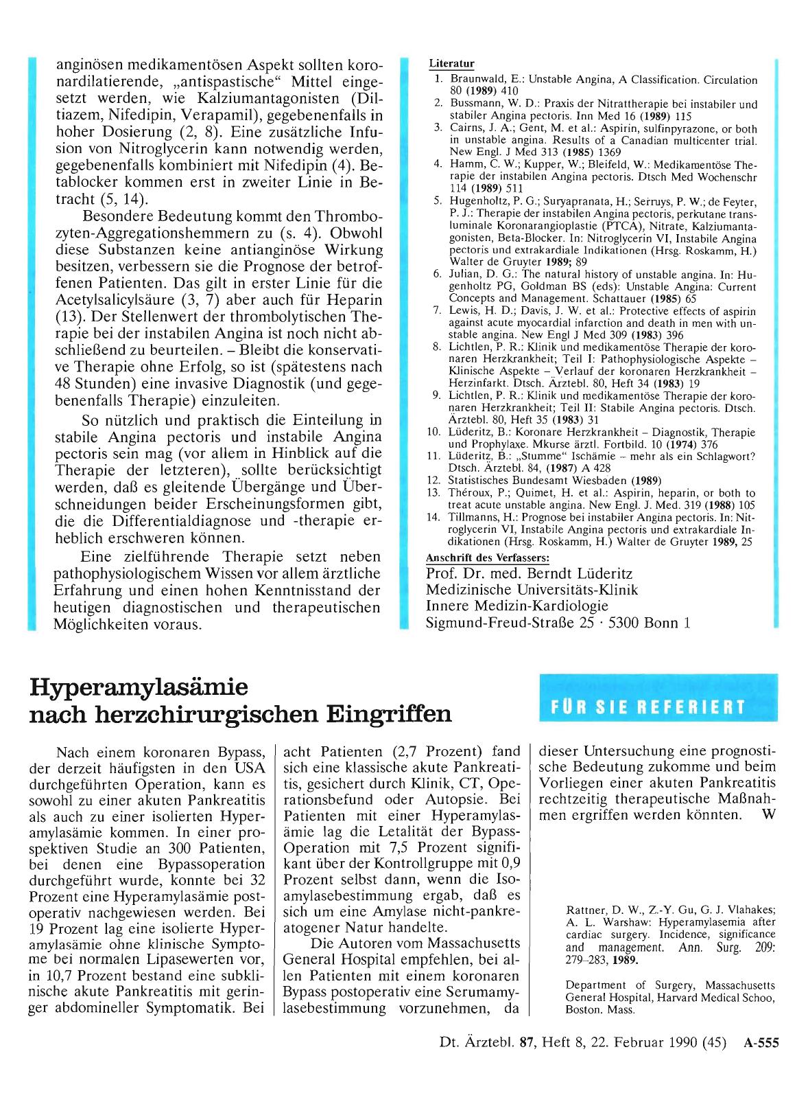 Vorschauseite 1: Hyperamylasämie nach herzchirurgischen Eingriffen