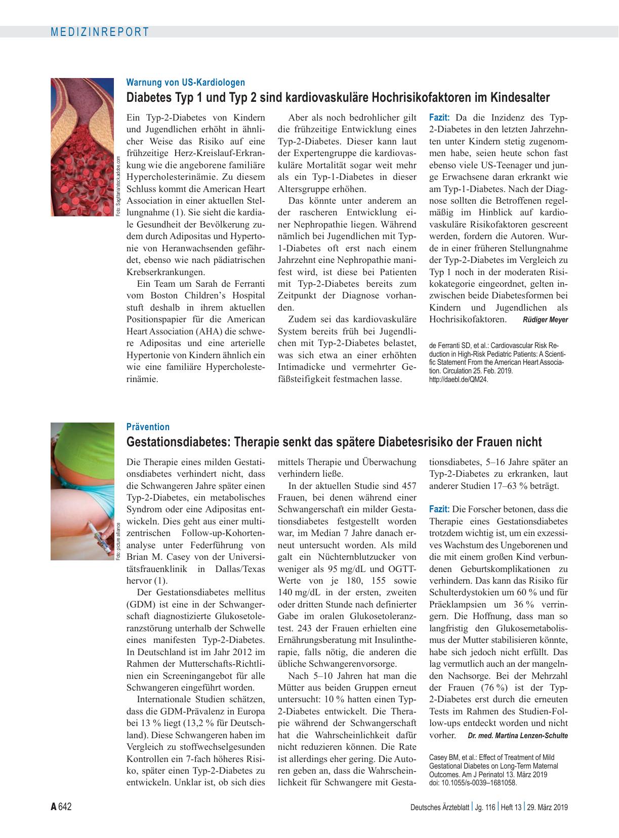 Vorschauseite 1: Warnung von US-Kardiologen: Diabetes Typ 1 und Typ 2 sind kardiovaskuläre Hochrisikofaktoren im Kindesalter