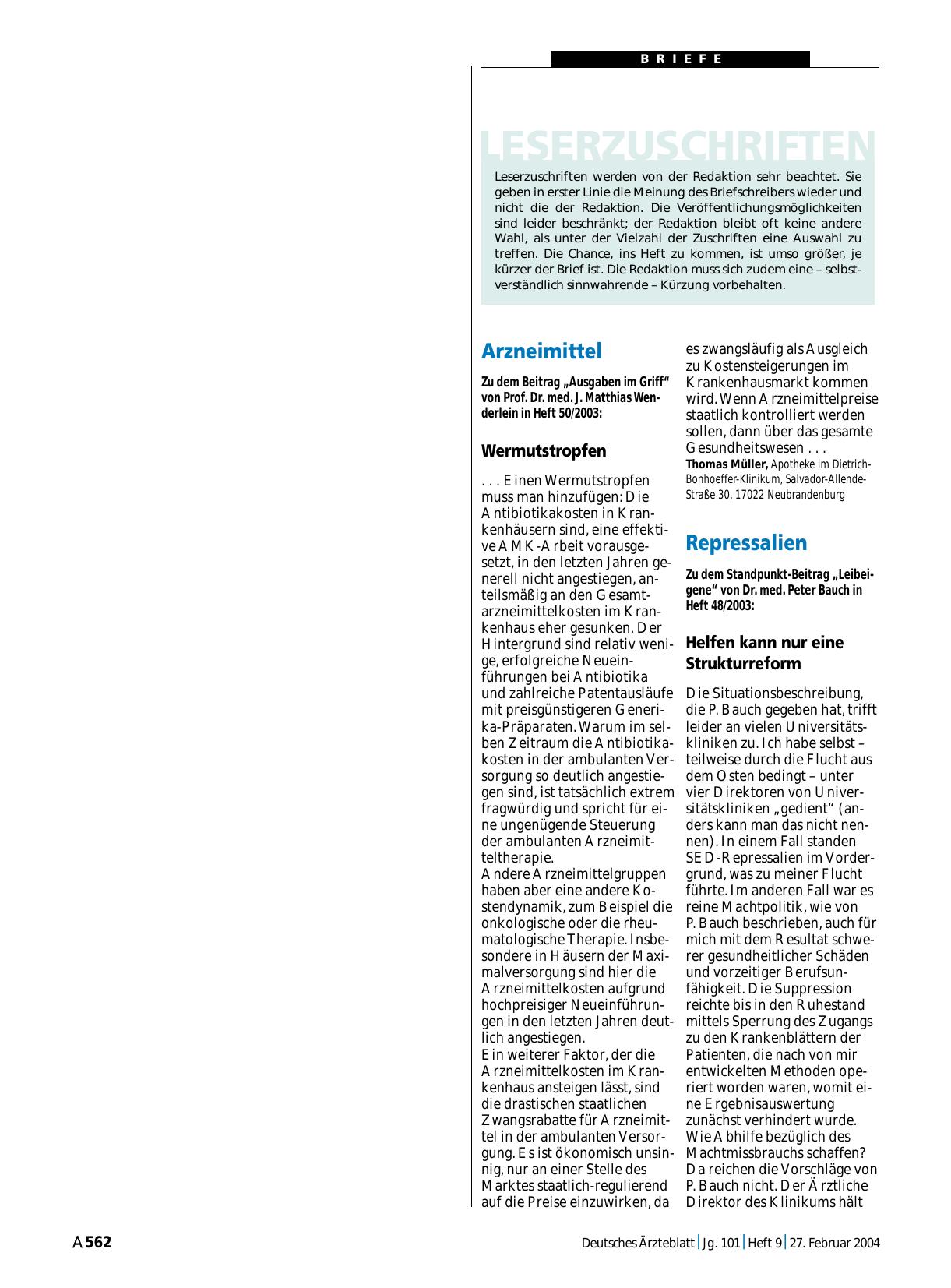 Vorschauseite 1: Arzneimittel: Wermutstropfen