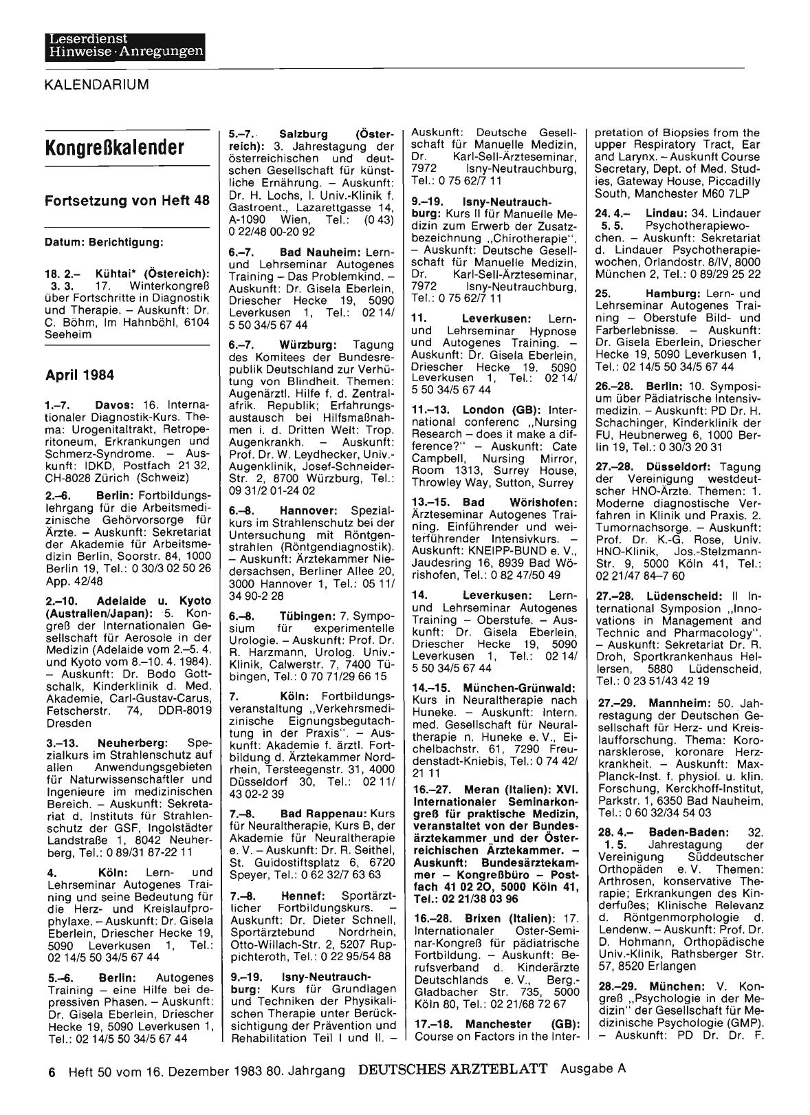 Vorschauseite 1: Kongreßkalender