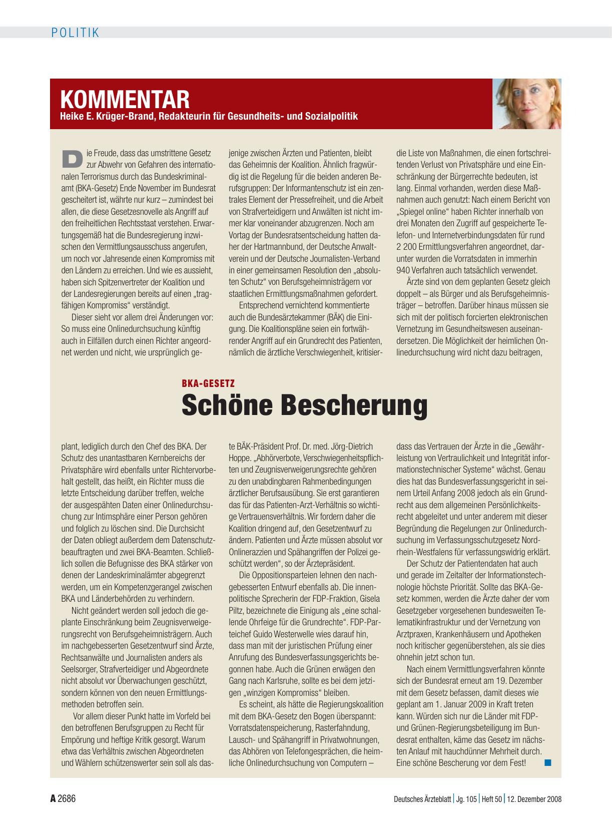 Vorschauseite 1: BKA-Gesetz: Schöne Bescherung