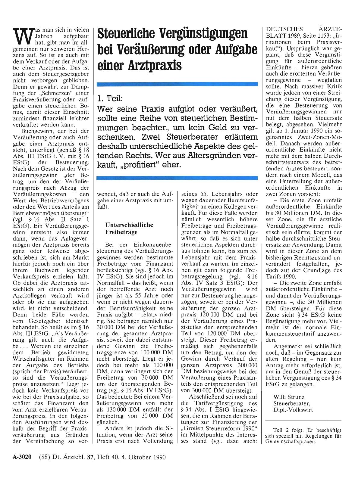 Vorschauseite 1: Steuerliche Vergünstigungen bei Veräußerung oder Aufgabe einer Arztpraxis