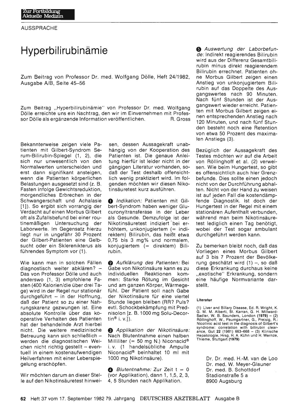 Vorschauseite 1: Hyperbilirubinämie: Nachtrag