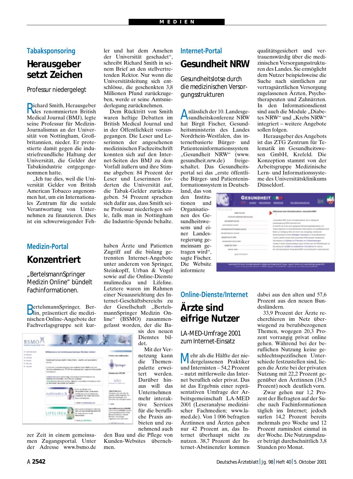 Vorschauseite 1: Tabaksponsoring: Herausgeber setzt Zeichen