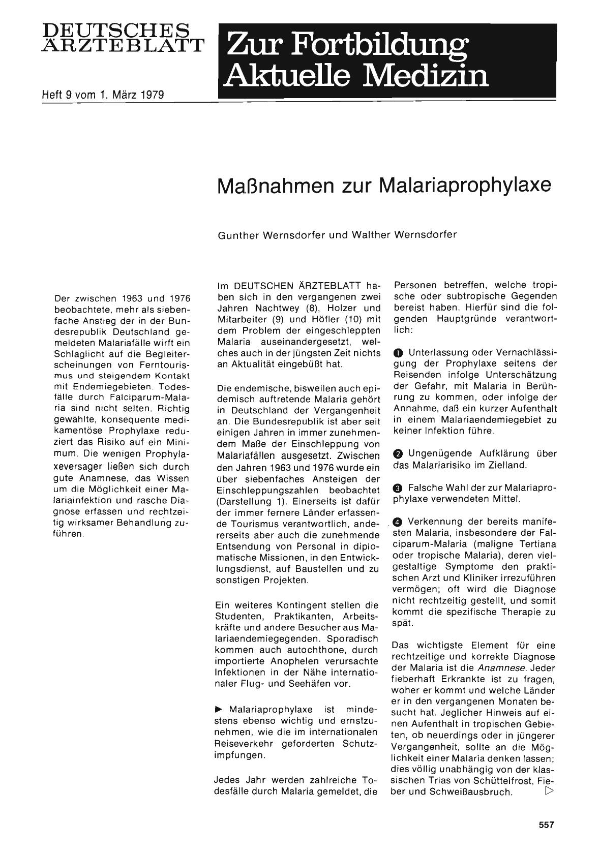 Vorschauseite 1: Maßnahmen zur Malariaprophylaxe