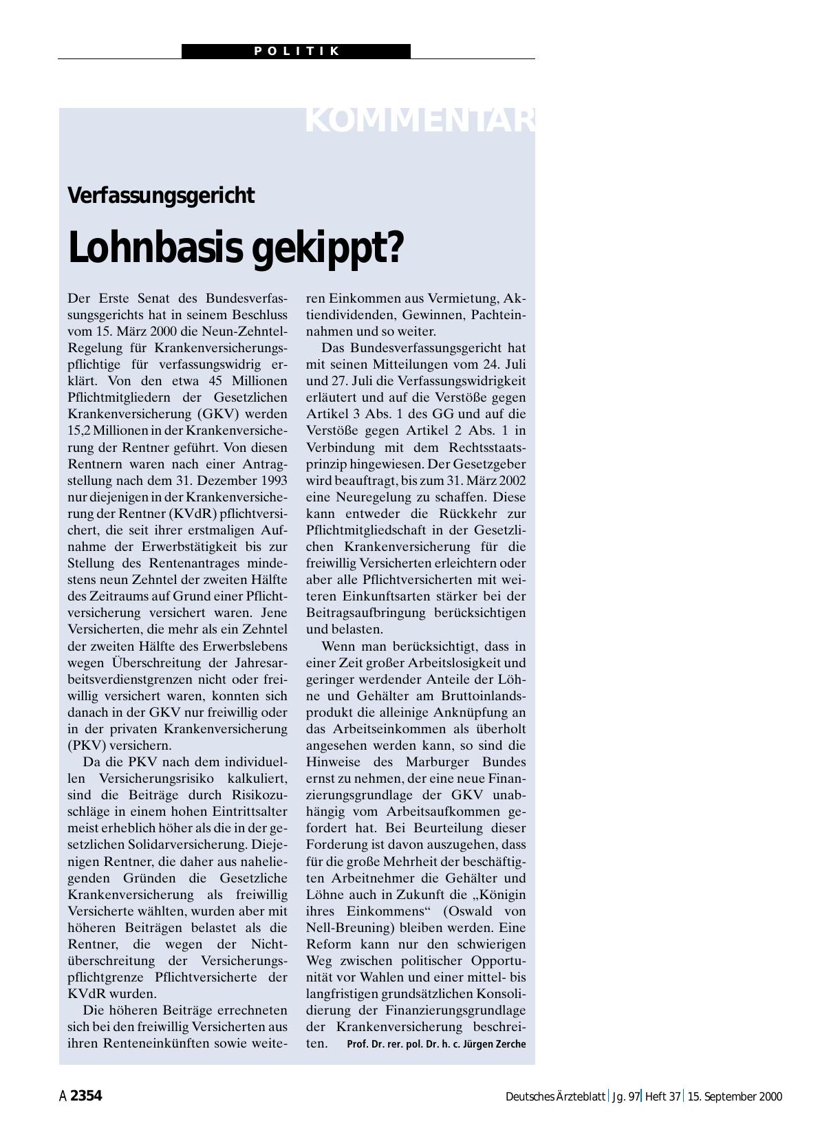 Vorschauseite 1: Verfassungsgericht: Lohnbasis gekippt?