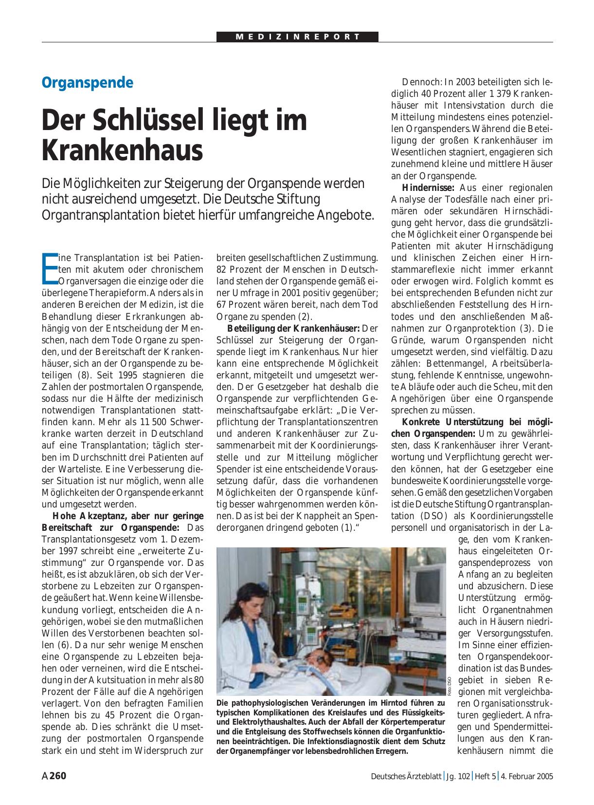 Vorschauseite 1: Organspende: Der Schlüssel liegt im Krankenhaus