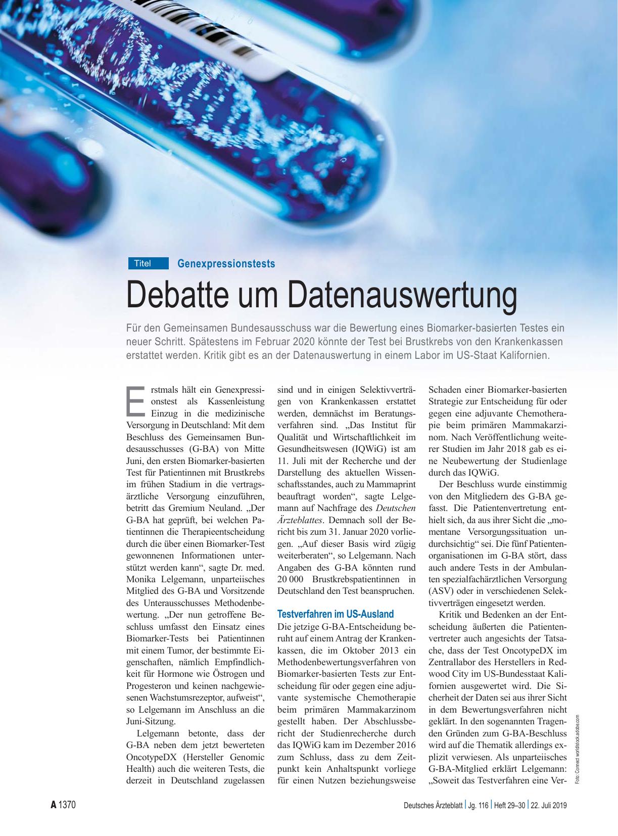 Vorschauseite 1: Genexpressionstests: Debatte um Datenauswertung