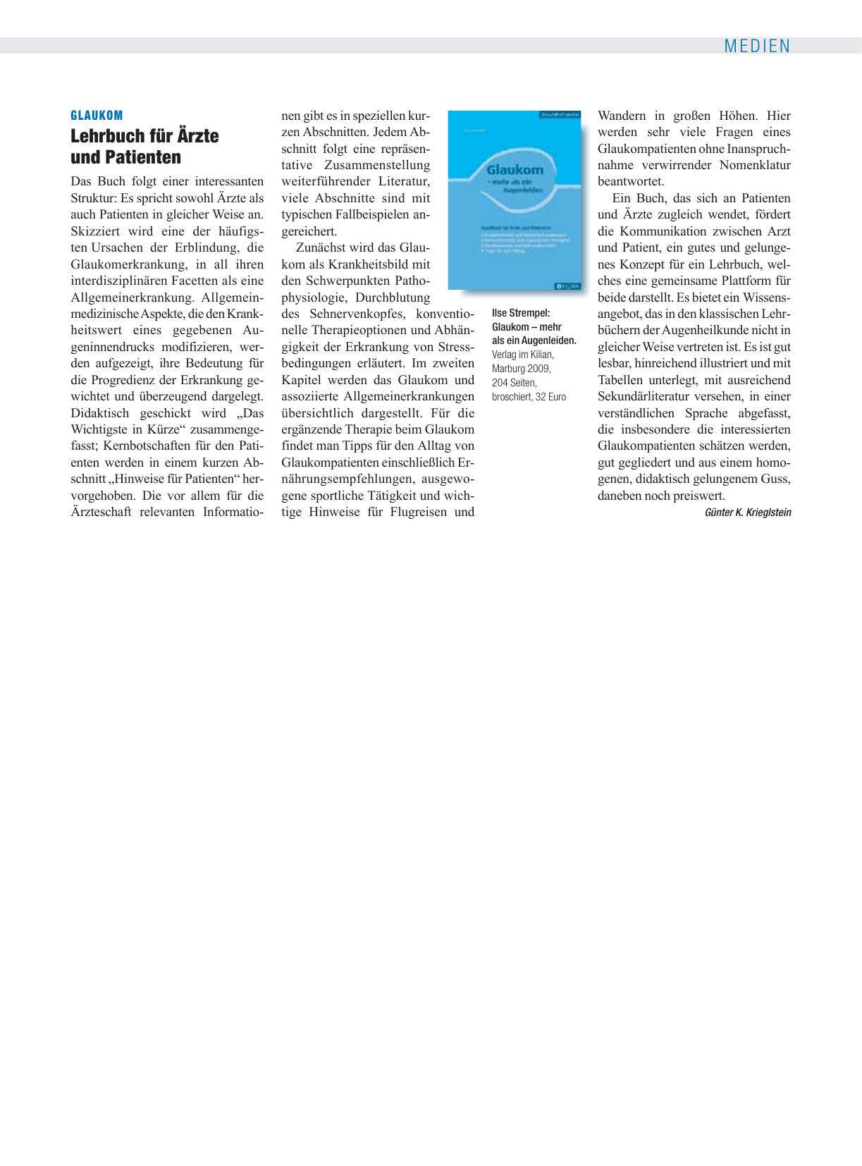Vorschauseite 1: Glaukom: Lehrbuch für Ärzte und Patienten