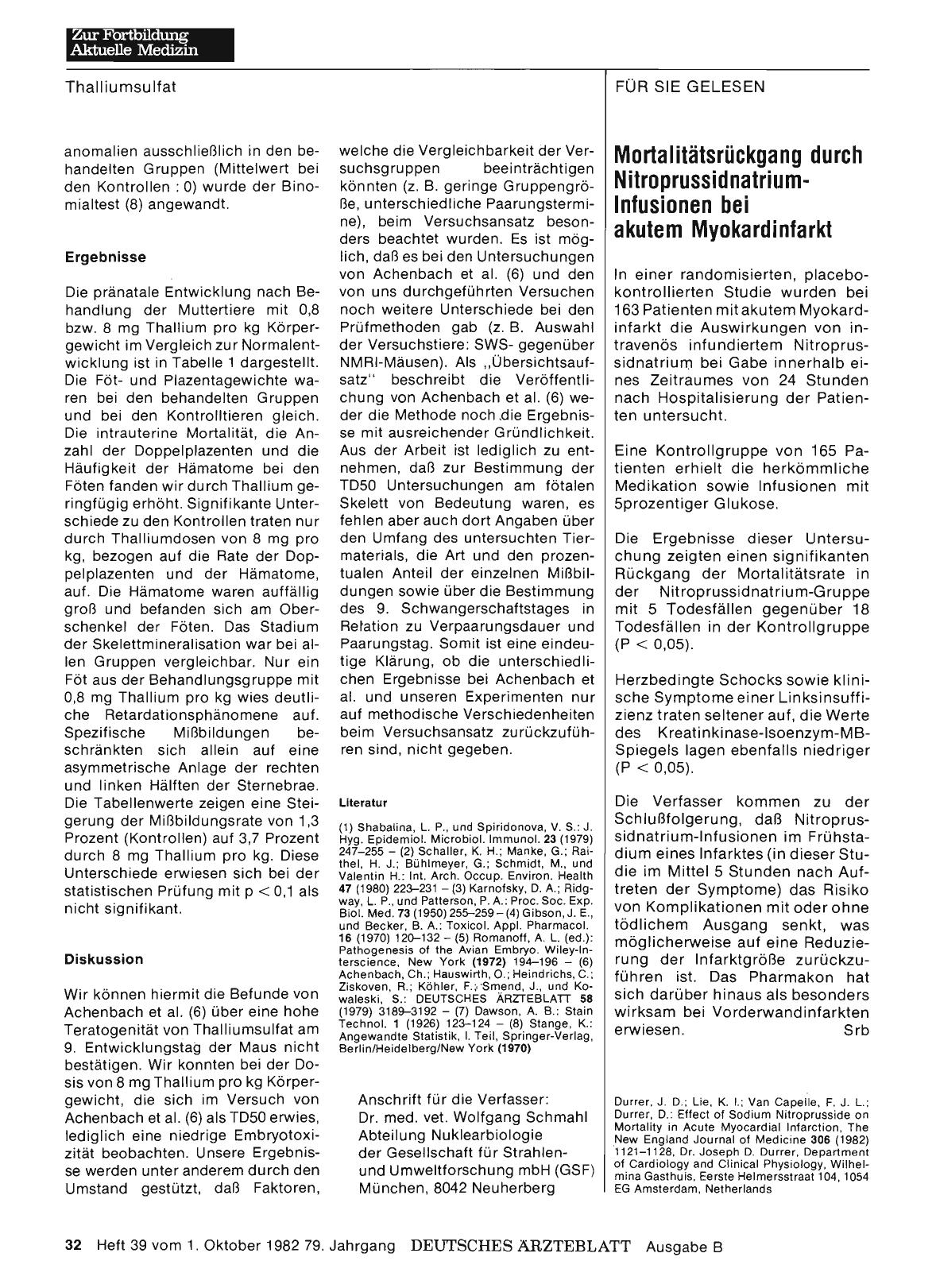 Vorschauseite 1: Mortalitätsrückgang durch Nitroprussidnatrium-Infusionen bei akutem Myokardinfarkt