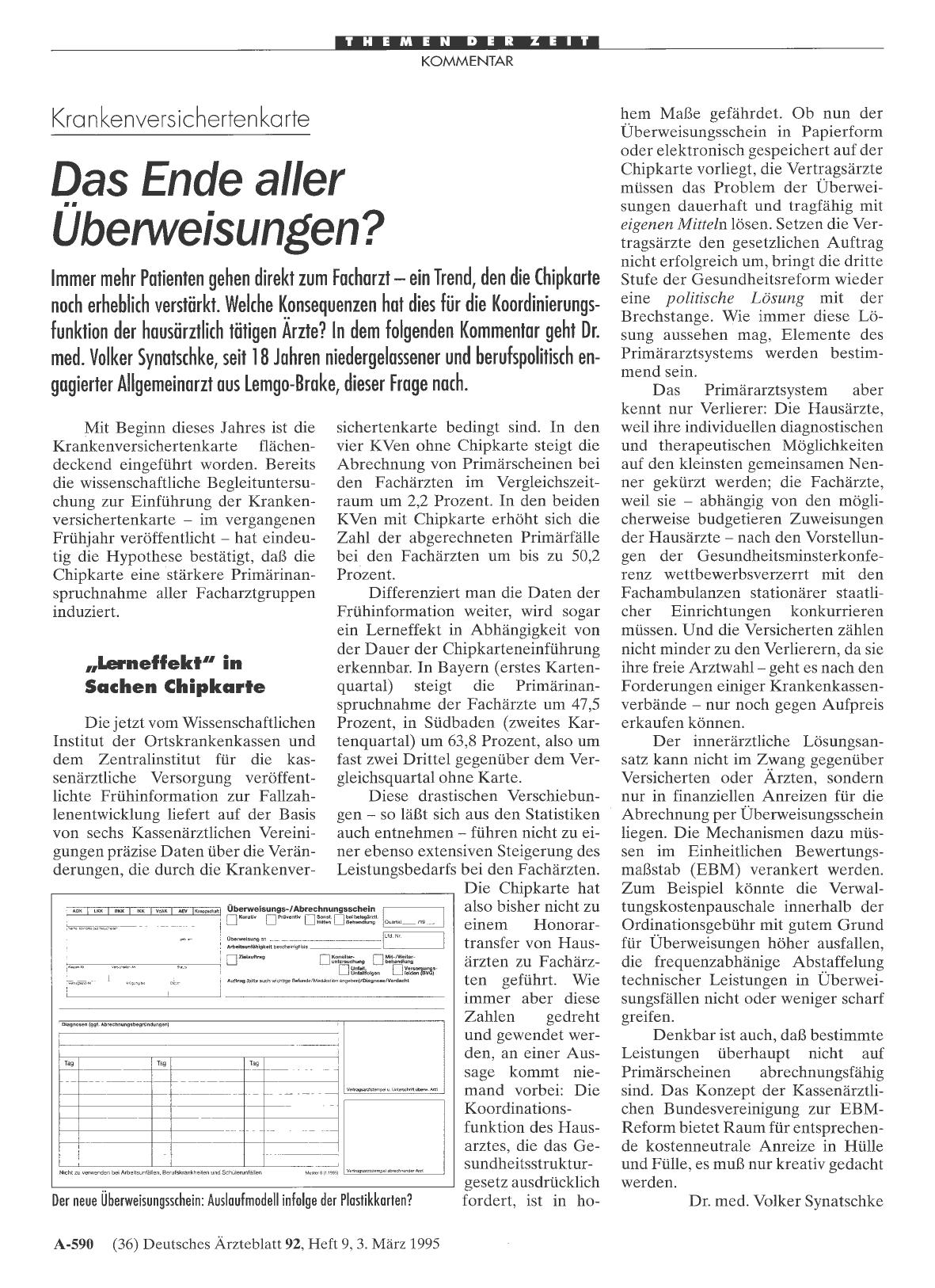 Vorschauseite 1: Krankenversichertenkarte: Das Ende aller Überweisungen?