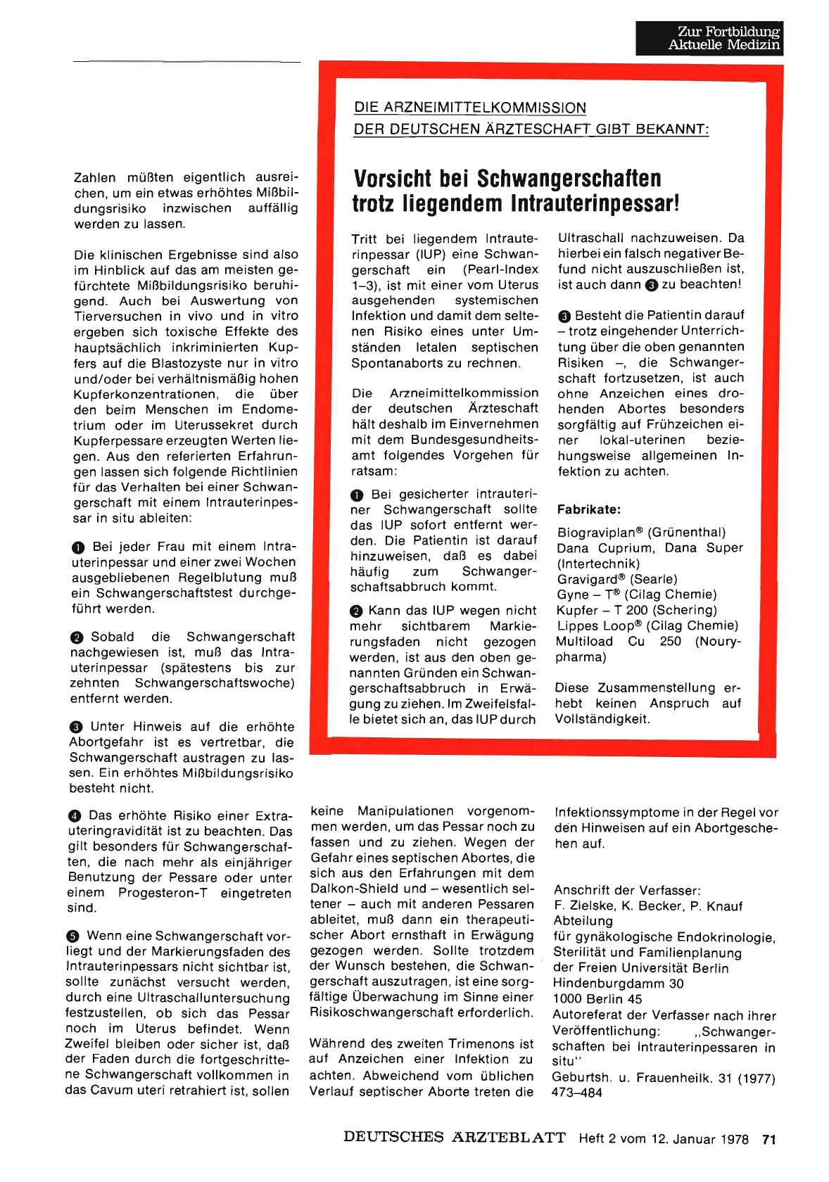 Vorschauseite 1: Vorsicht bei Schwangerschaften trotz liegendem Intrauterinpessar!