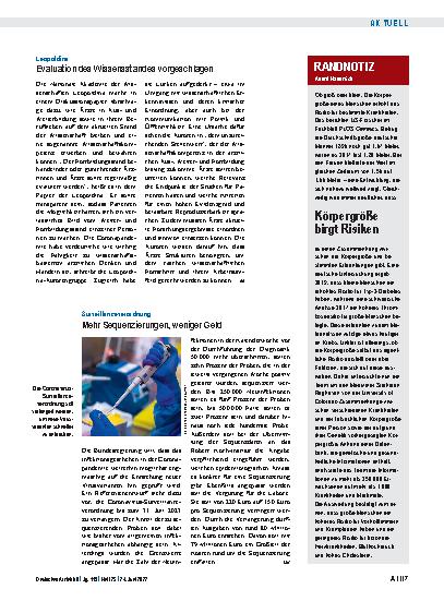Vorschauseite 1: Leopoldina: Evaluation des Wissensstandes vorgeschlagen