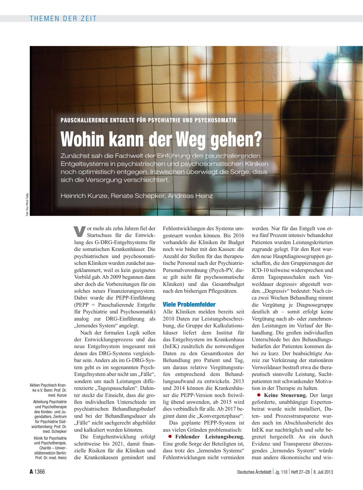 Vorschauseite 1: Pauschalierende Entgelte für Psychiatrie und Psychosomatik: Wohin kann der Weg gehen?