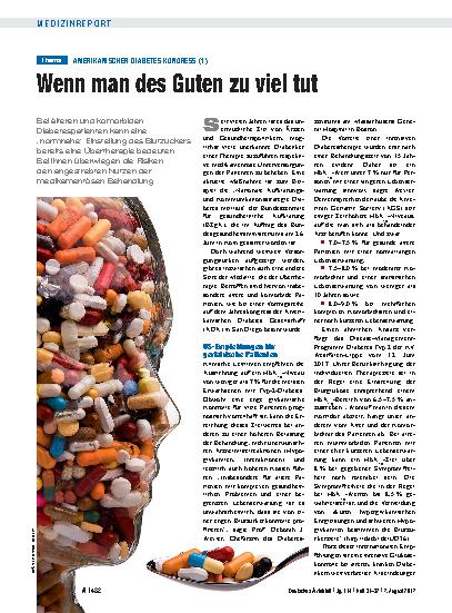 Vorschauseite 1: Amerikanischer Diabetes Kongress (1): Wenn man des Guten zu viel tut