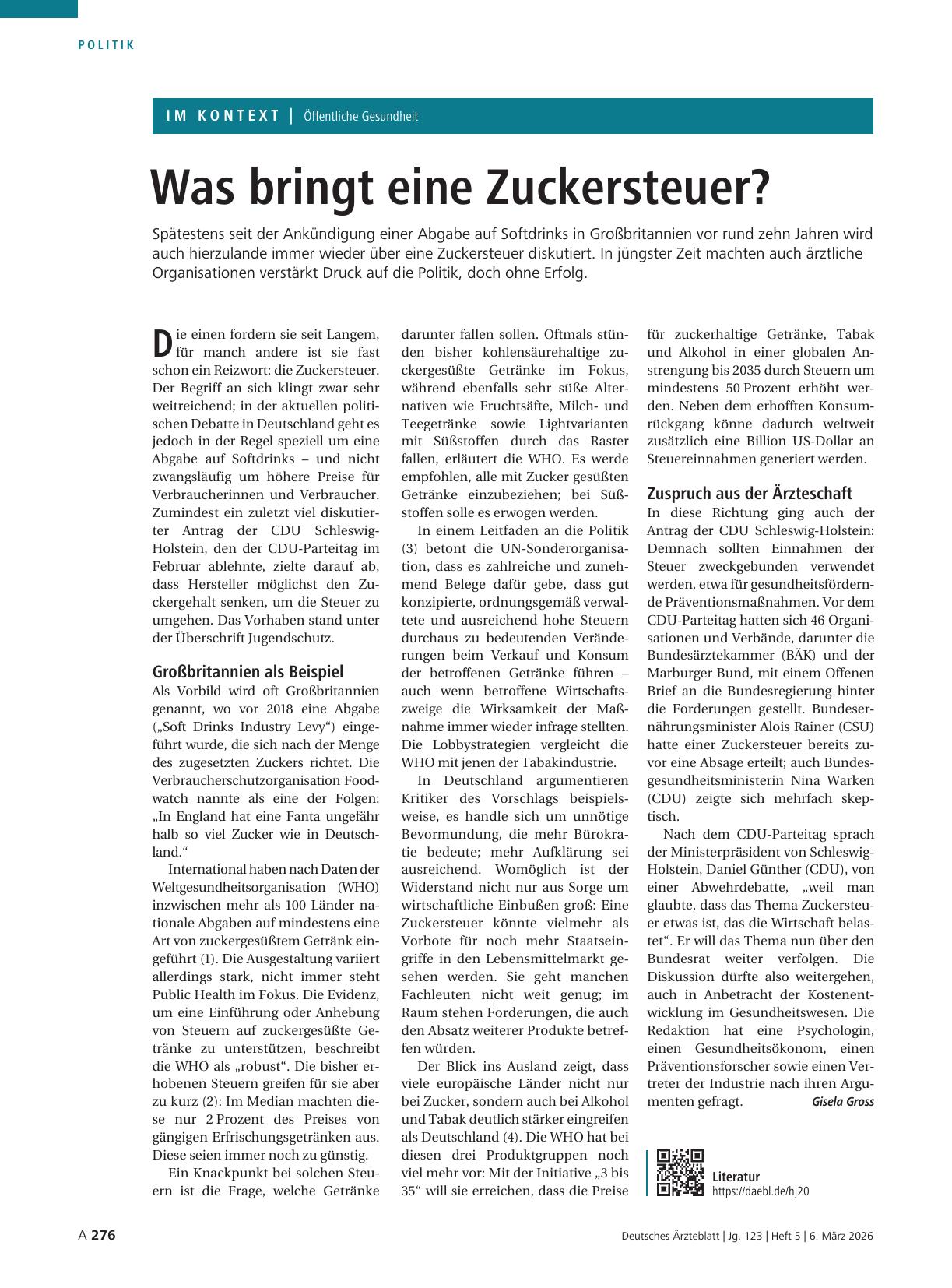 Vorschauseite 1: Öffentliche Gesundheit: Was bringt eine Zuckersteuer?