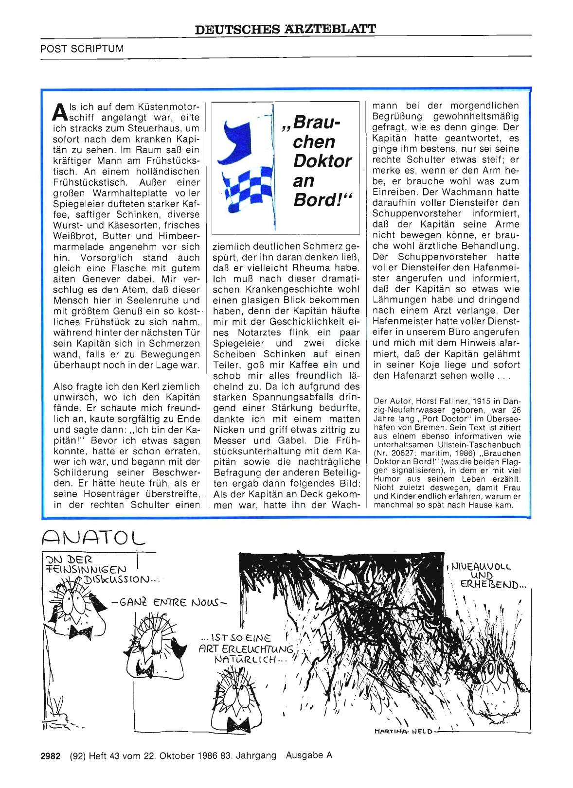 Vorschauseite 1: „Brauchen Doktor an Bord! „
