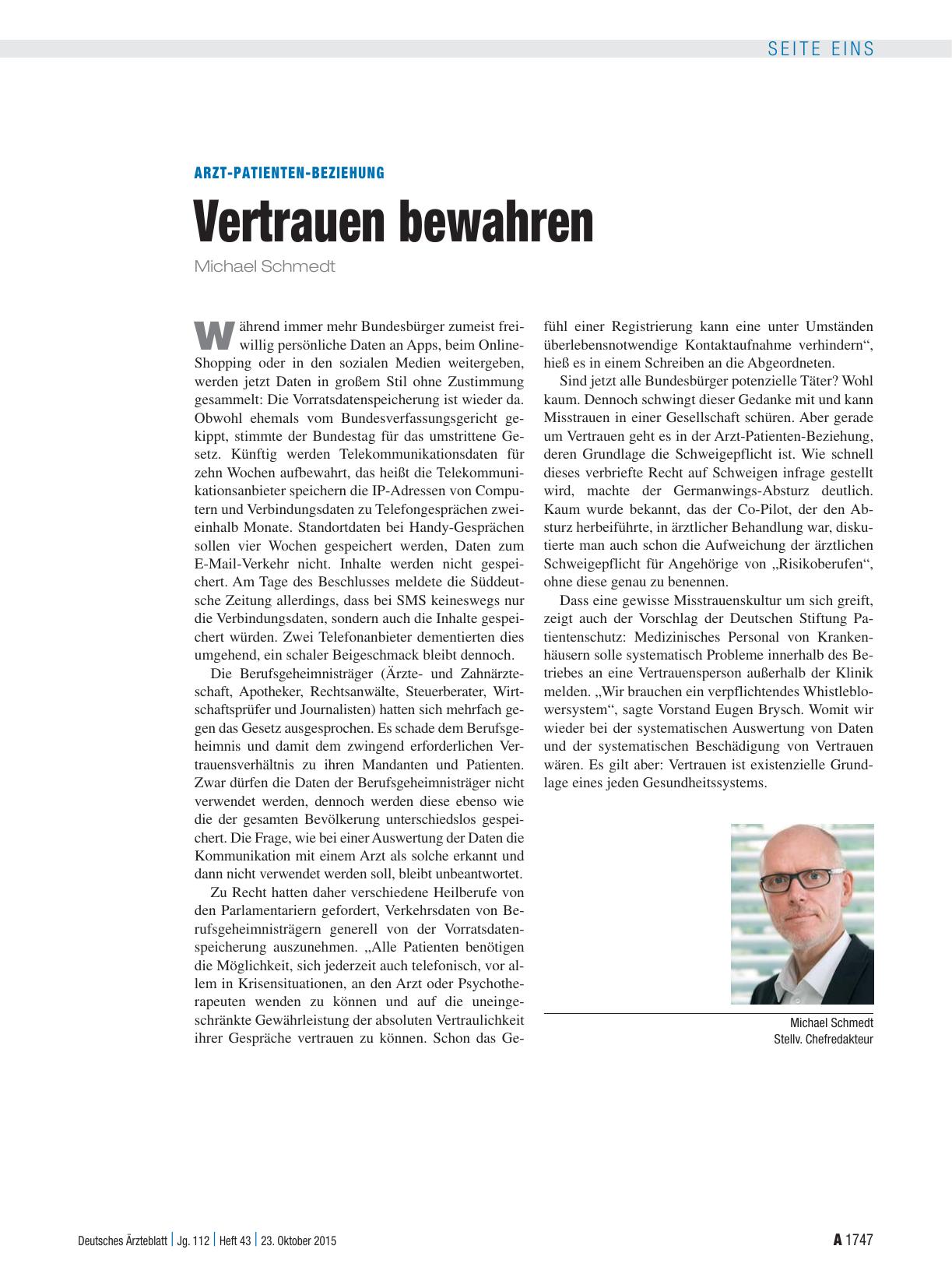 Vorschauseite 1: Arzt-Patienten-Beziehung: Vertrauen bewahren
