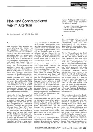 Vorschauseite 1: Notund Sonntagsdienst wie im Altertum: II.