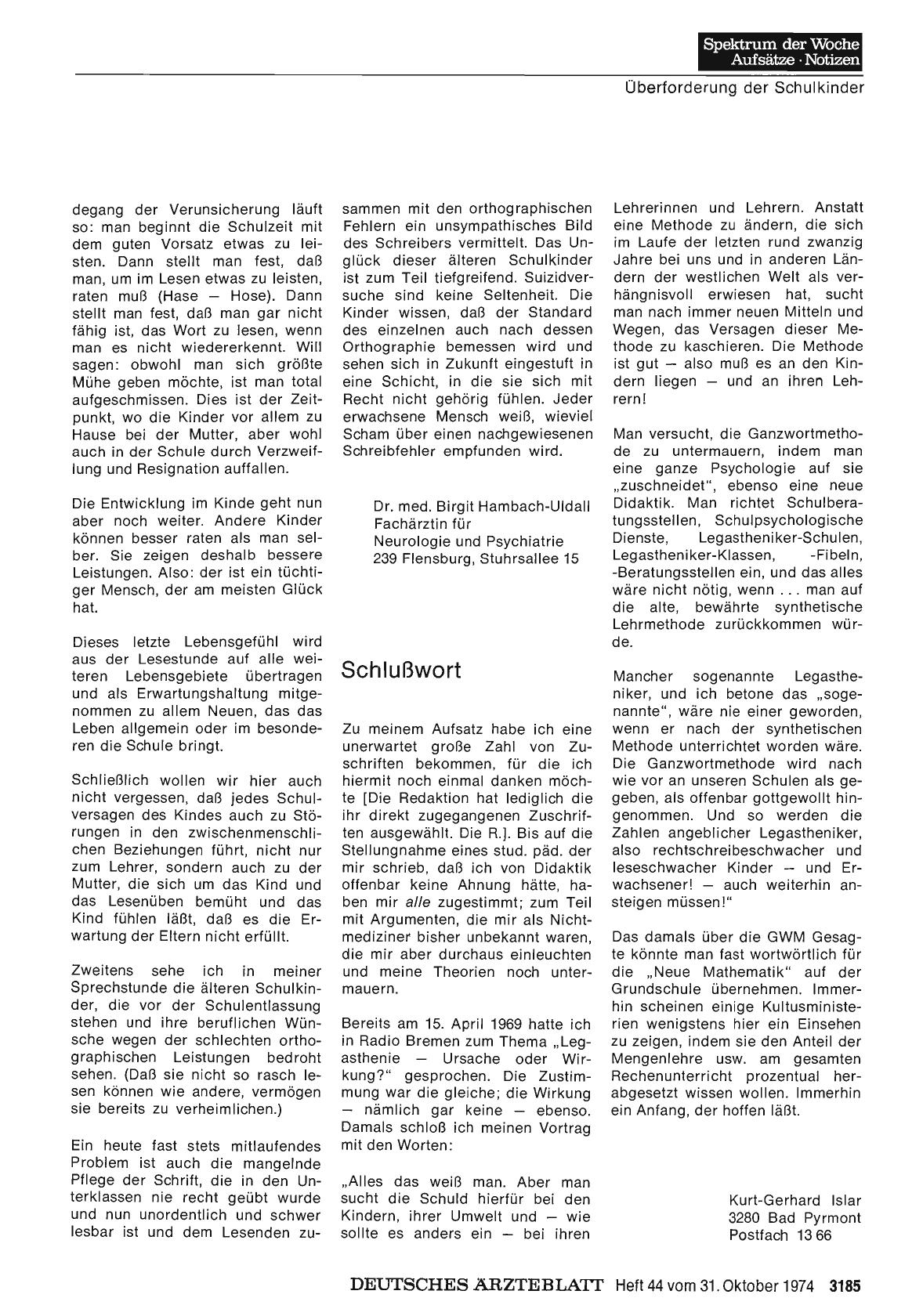 Vorschauseite 1: „Neue Mathematik“ und „Ganzwortmethode“ überfordern die Schulkinder: Schlußwort