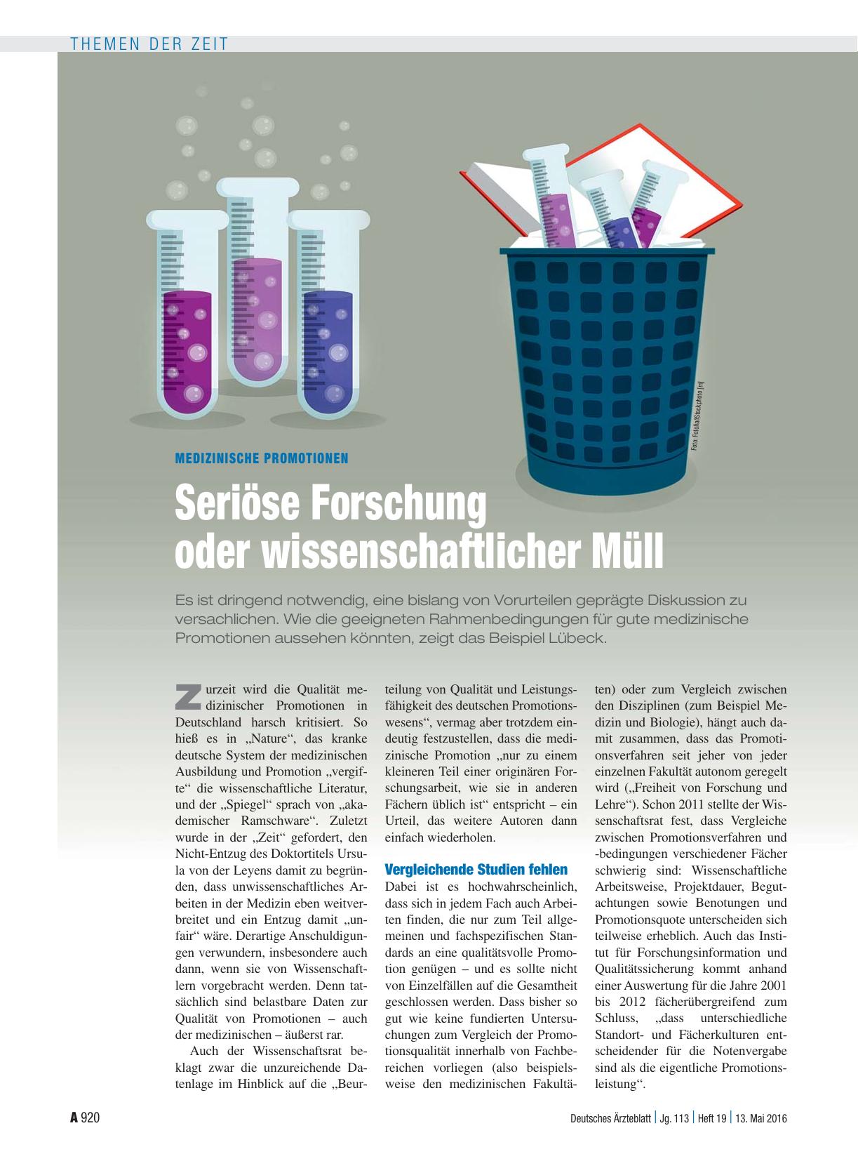 Vorschauseite 1: Medizinische Promotionen: Seriöse Forschung oder wissenschaftlicher Müll