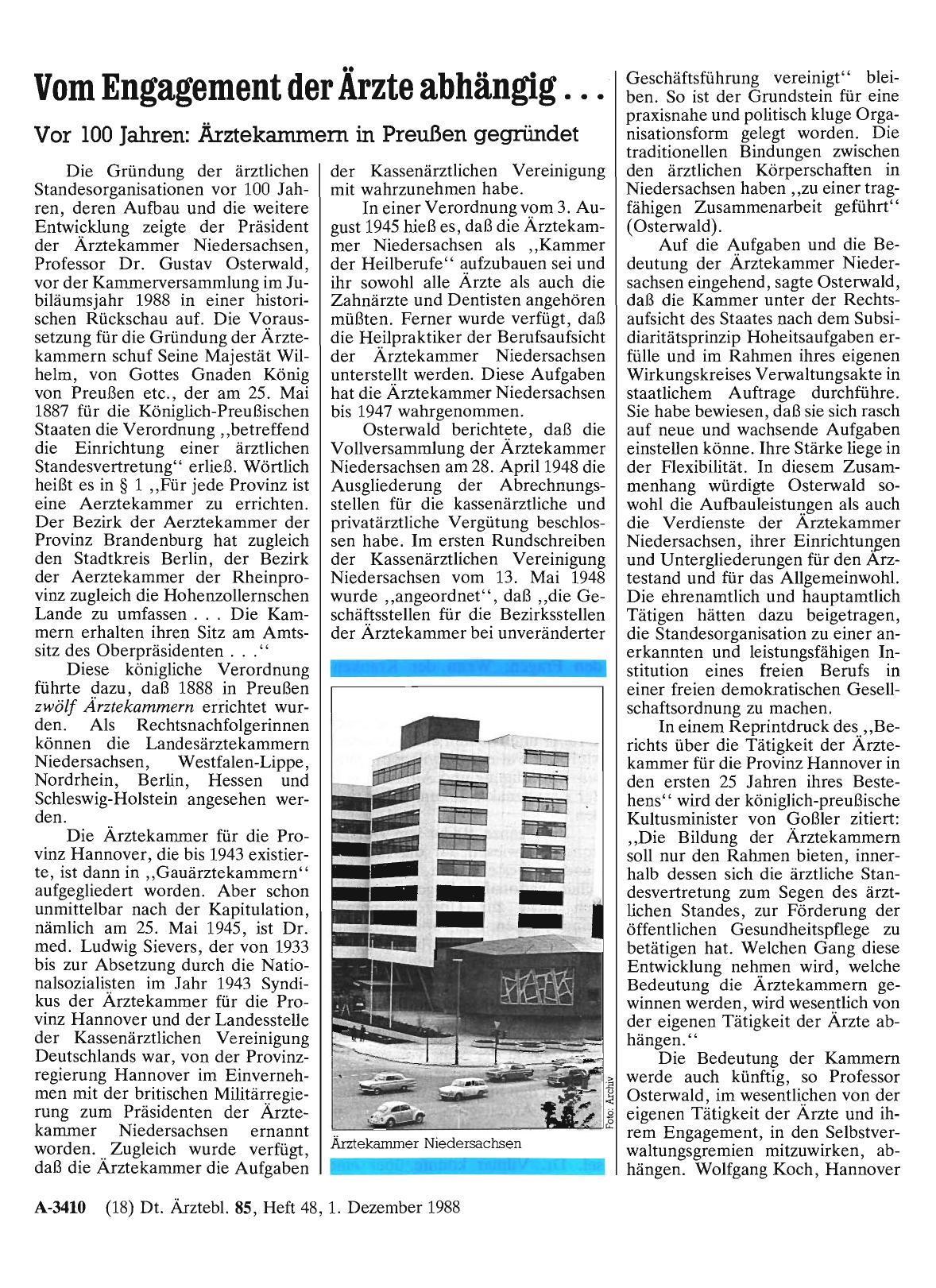 Vorschauseite 1: Vom Engagement der Ärzte abhängig. .. : Vor 100 Jahren: Ärztekammern in Preußen gegründet