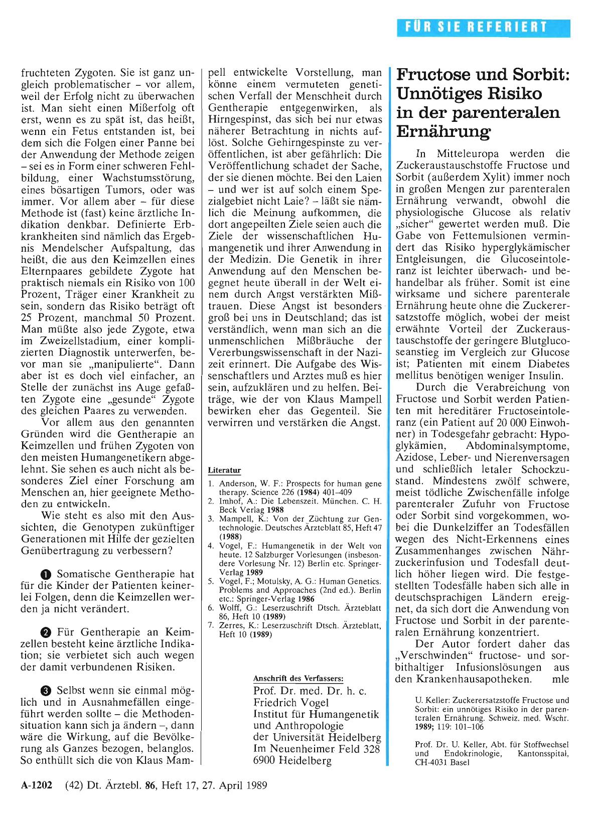 Vorschauseite 1: Fructose und Sorbit: Unnötiges Risiko in der parenteralen Ernährung