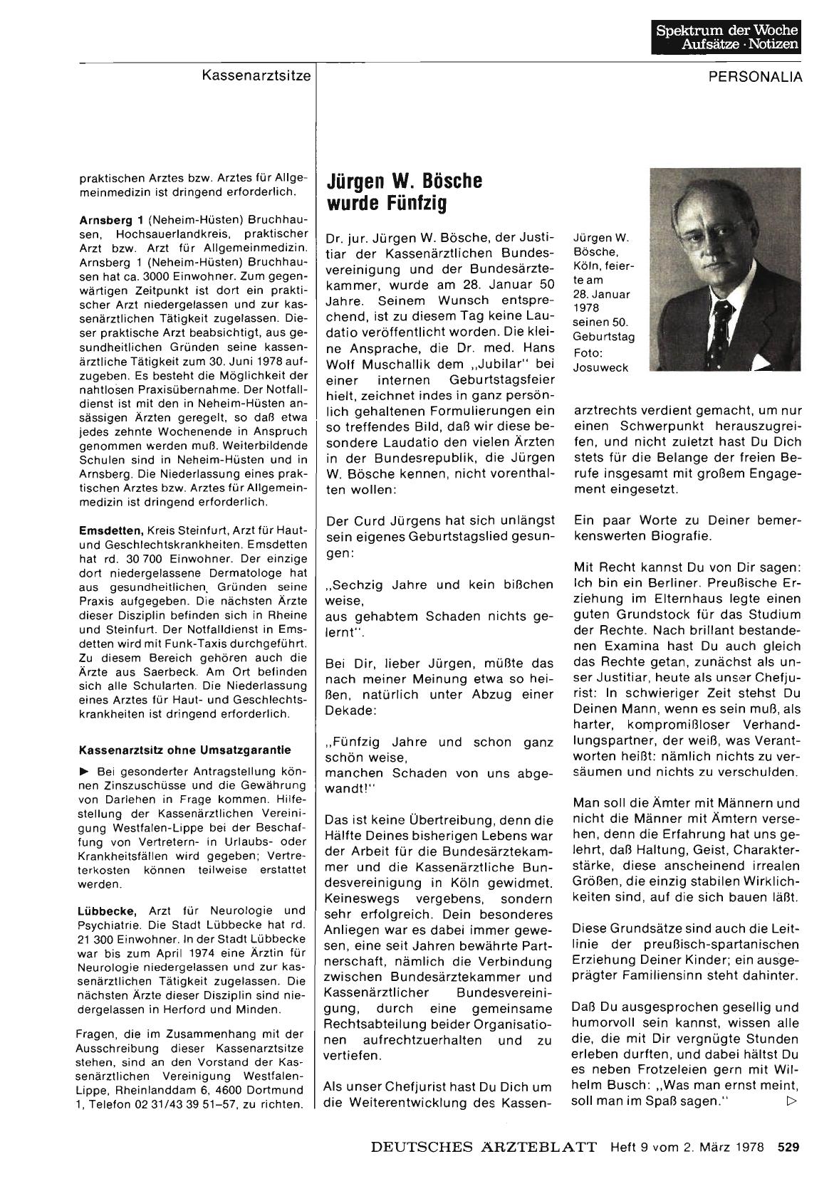 Vorschauseite 1: Jürgen W. Bösche wurde Fünfzig
