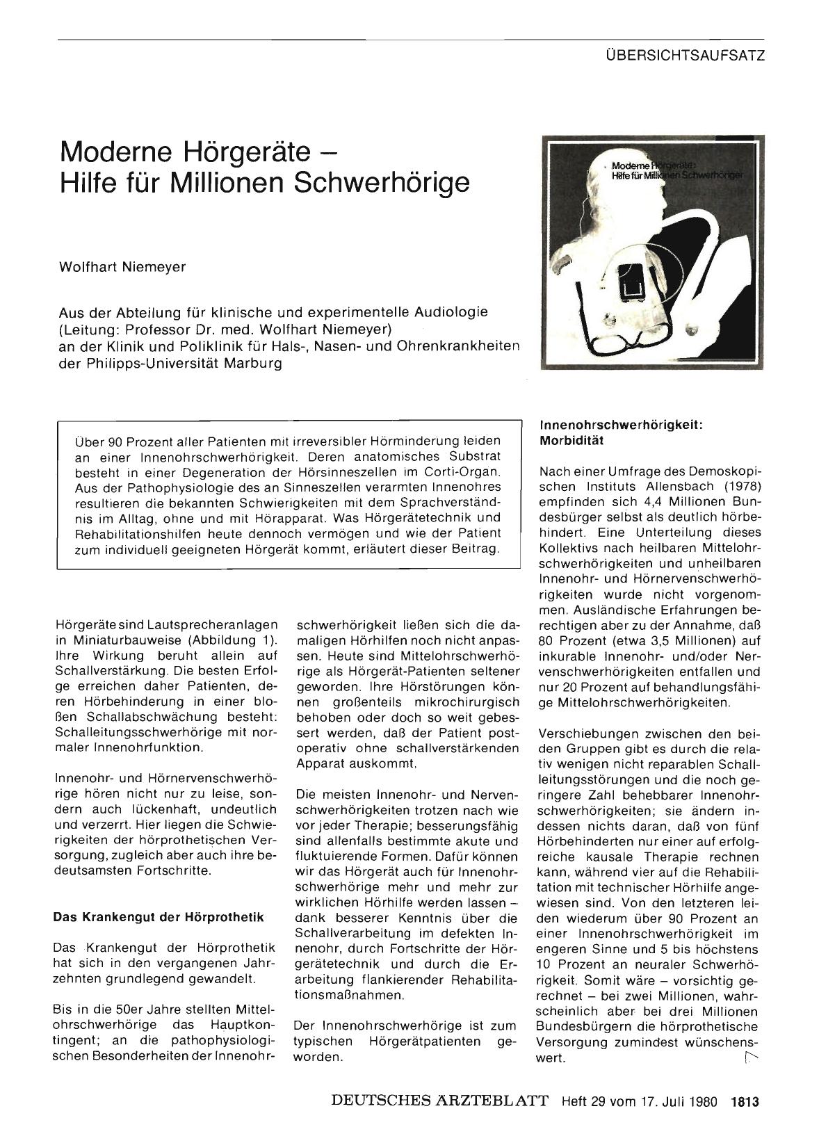 Vorschauseite 1: Moderne Hörgeräte — Hilfe für Millionen Schwerhörige