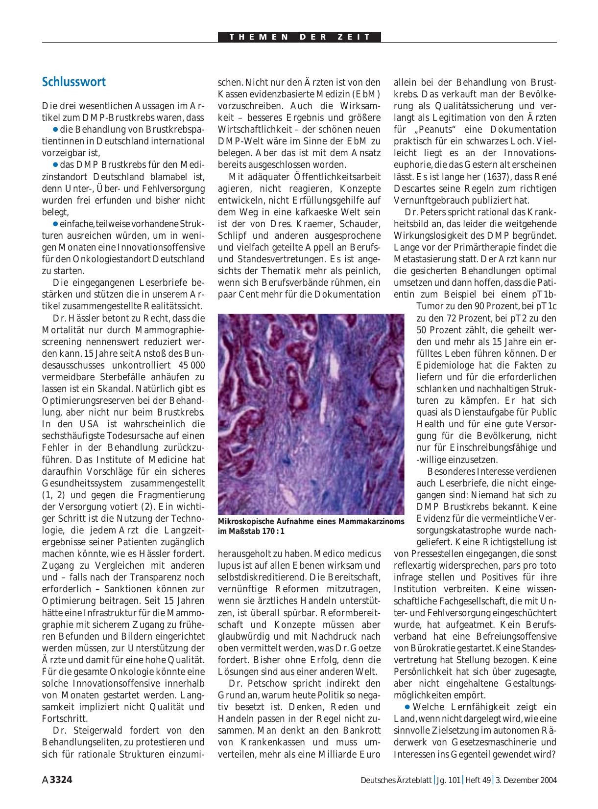 Vorschauseite 1: Disease-Management-Programm Brustkrebs: Schlusswort