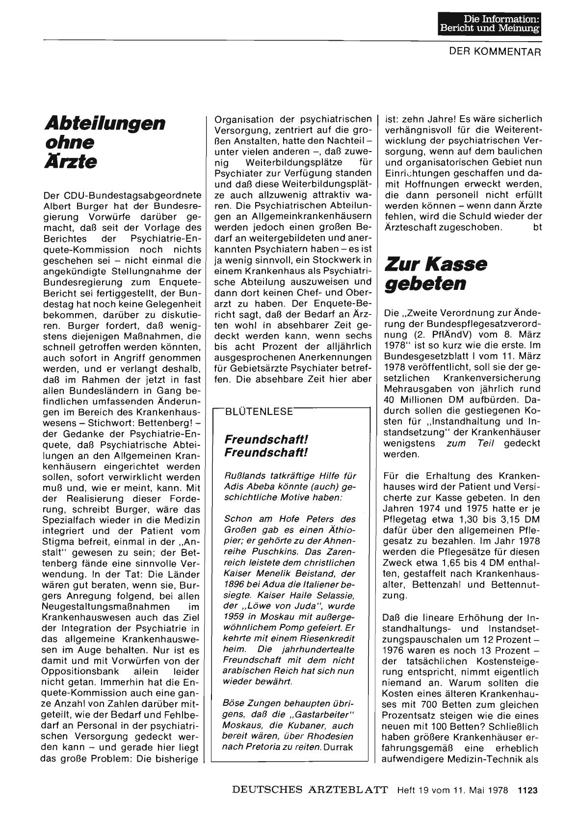 Vorschauseite 1: Abteilungen ohne Ärzte