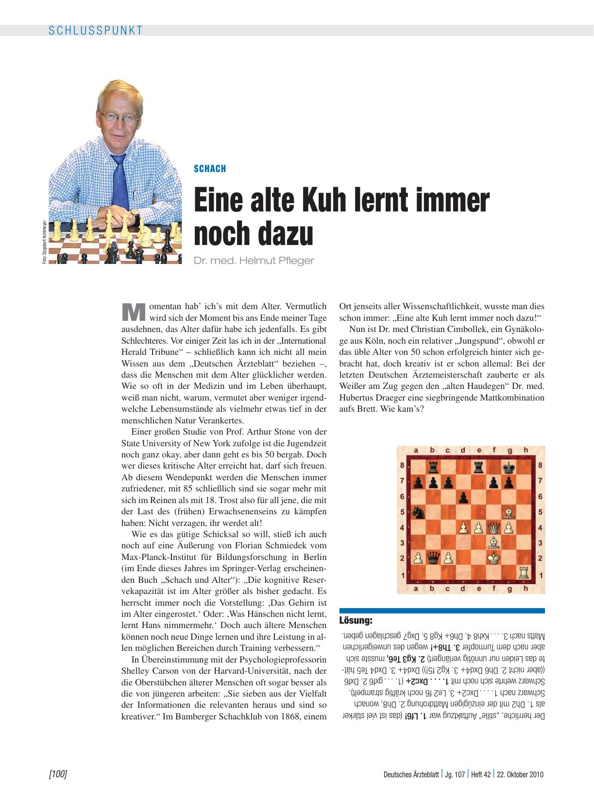 Vorschauseite 1: Schach: Eine alte Kuh lernt immer noch dazu