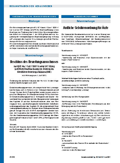 Vorschauseite 1: Amtliche Gebührenordnung für Ärzte