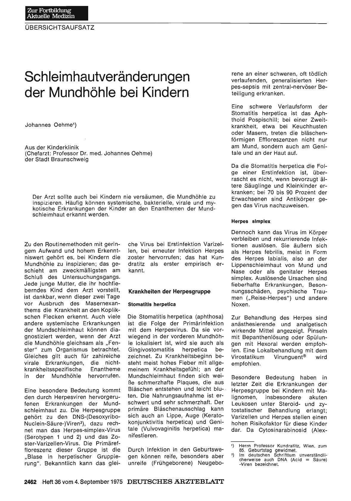 Vorschauseite 1: Schleimhautveränderungen der Mundhöhle bei Kindern