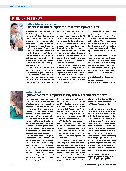 Vorschauseite 1: Präeklampsie in der Schwangerschaft: Blutdruck ist häufig auch längere Zeit nach Entbindung noch zu hoch