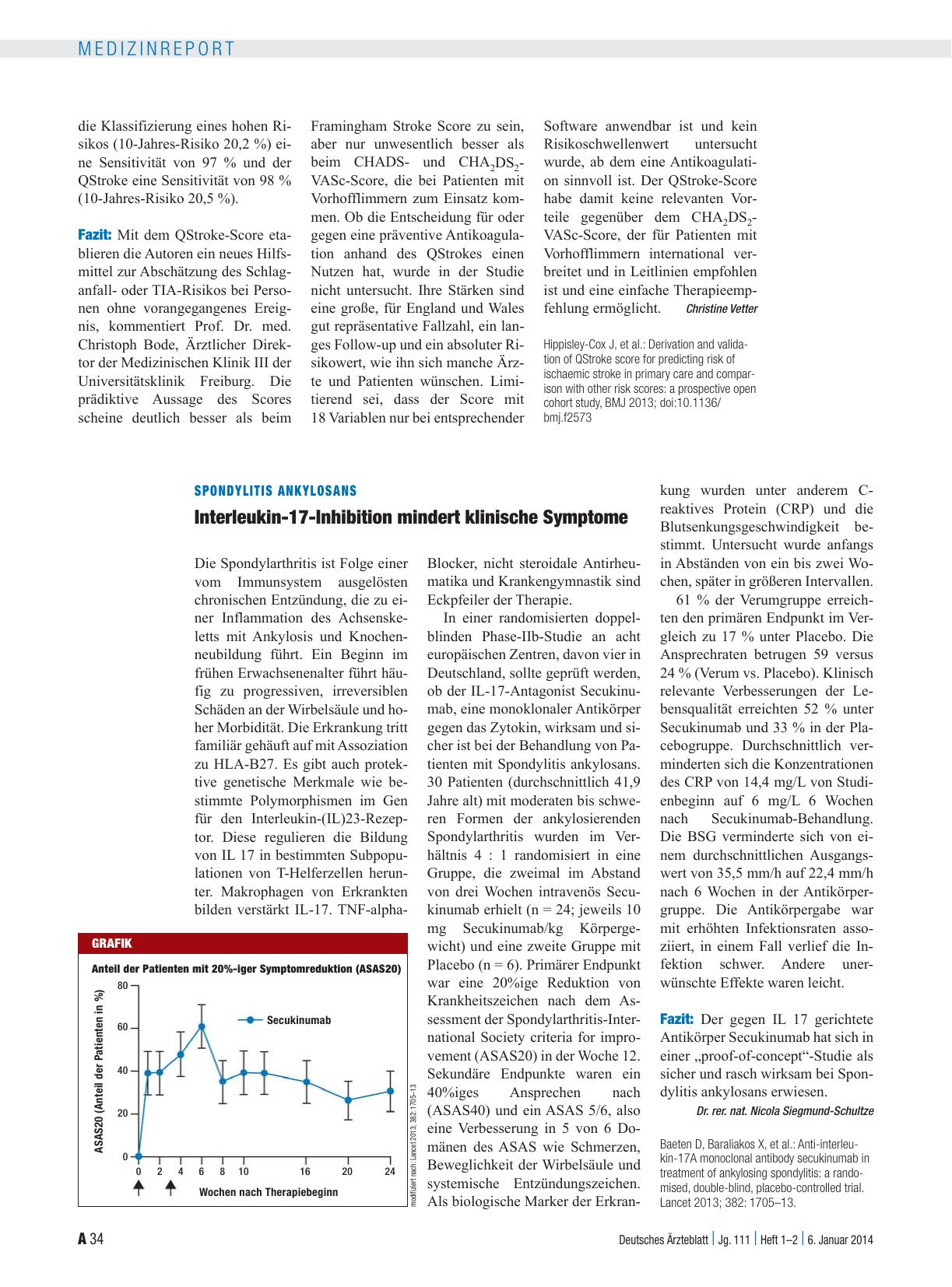 Vorschauseite 1: Spondylitis ankylosans: Interleukin-17-Inhibition mindert klinische Symptome