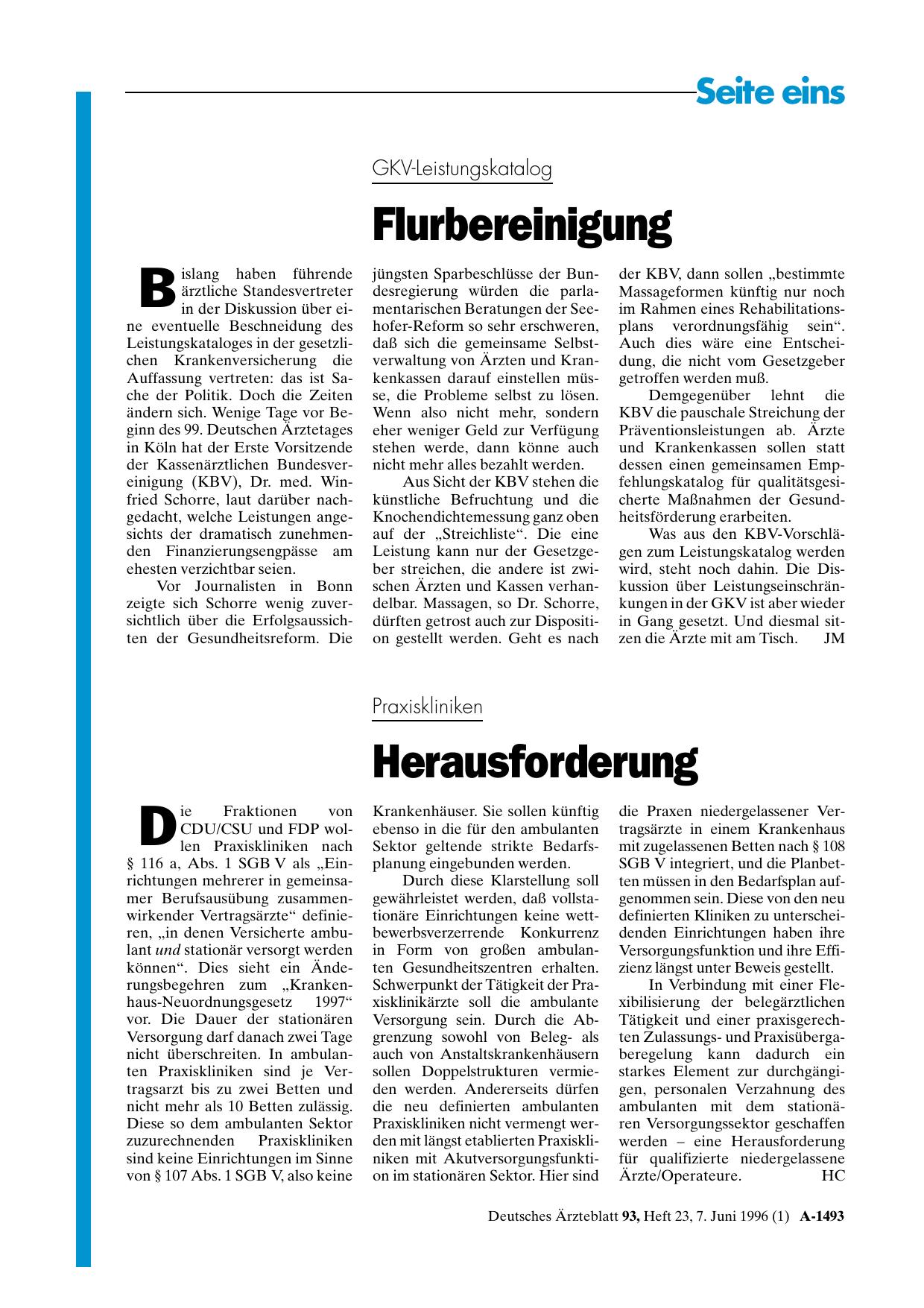 Vorschauseite 1: GKV-Leistungskatalog: Flurbereinigung