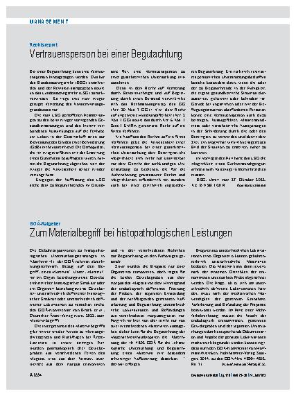 Vorschauseite 1: GOÄ-Ratgeber: Zum Materialbegriff bei histopathologischen Leistungen