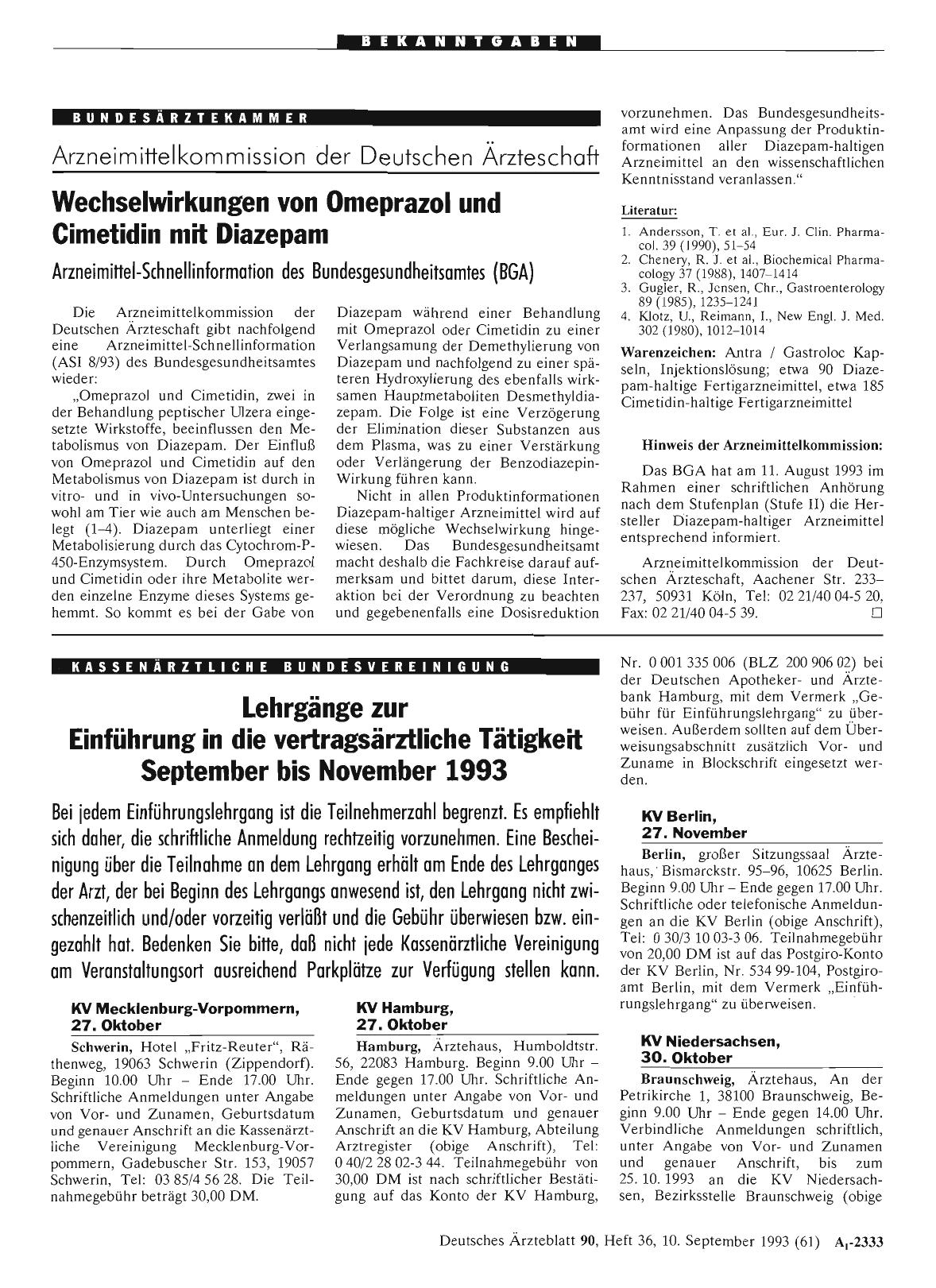 Vorschauseite 1: Wechselwirkungen von Omeprazol und Cimetidin mit Diazepam