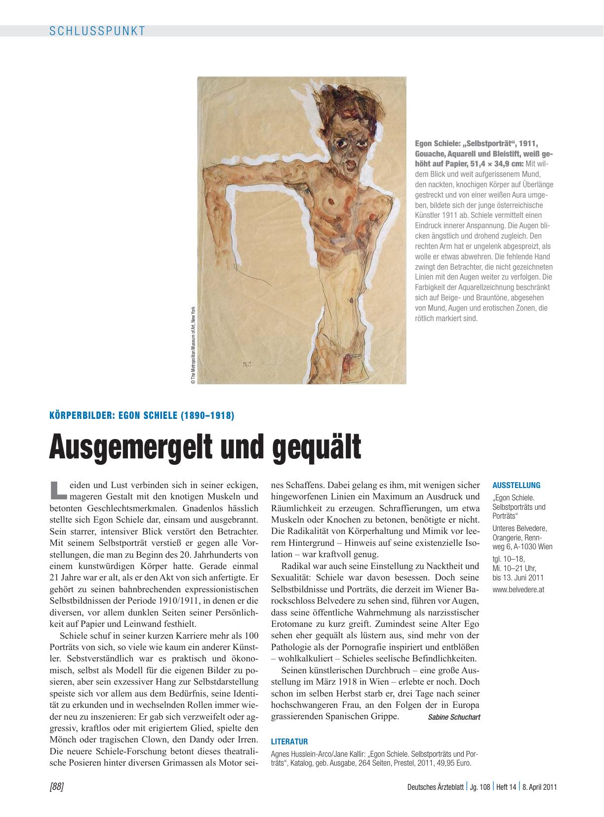 Vorschauseite 1: Körperbilder: Egon Schiele (1890 – 1918) – Ausgemergelt und gequält