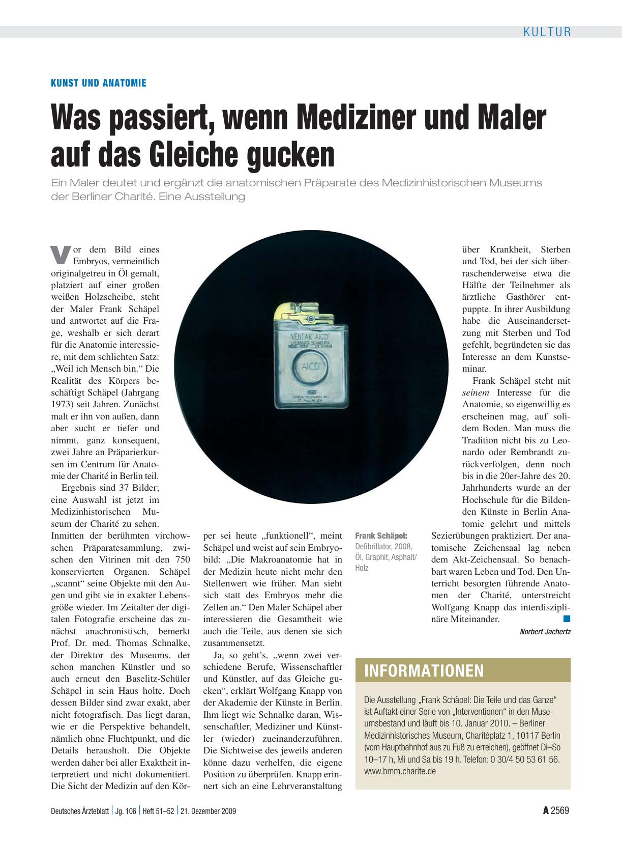 Vorschauseite 1: Kunst und Anatomie: Was passiert, wenn Mediziner und Maler auf das Gleiche gucken