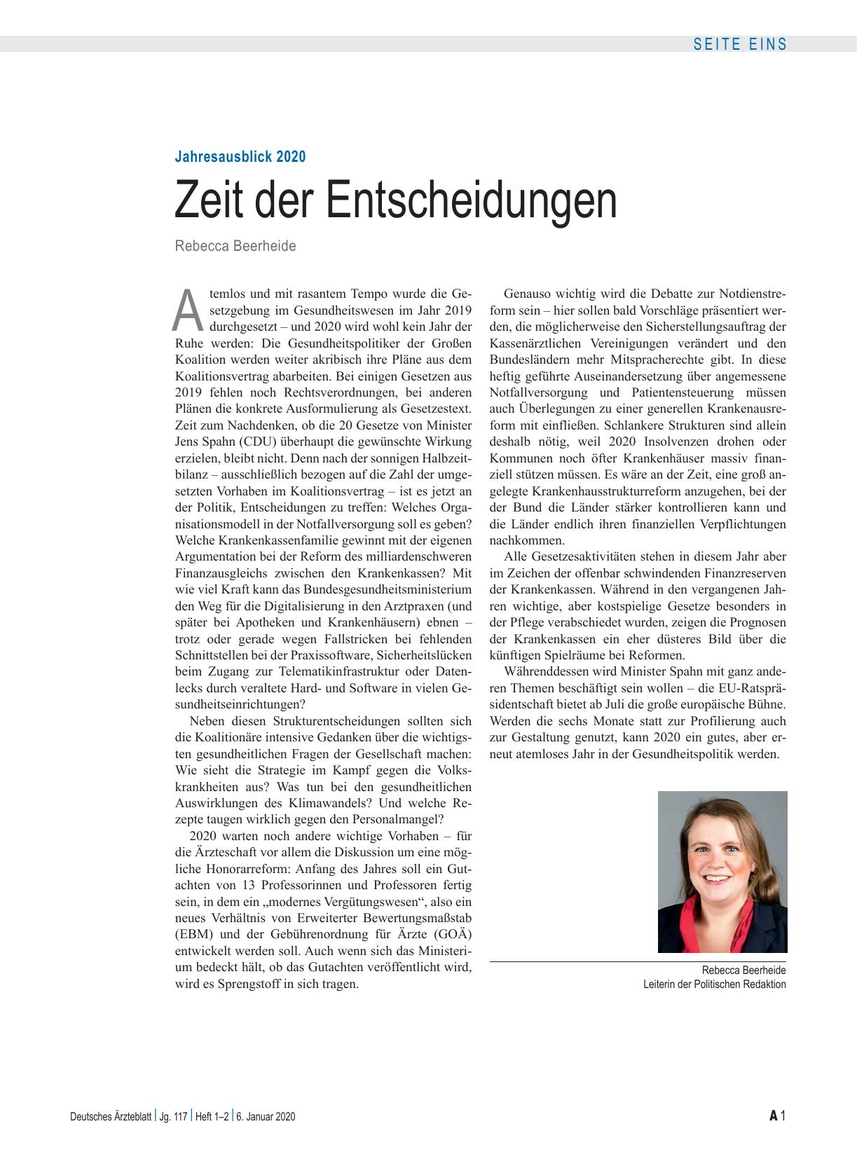 Vorschauseite 1: Jahresausblick 2020: Zeit der Entscheidungen