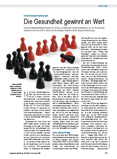 Vorschauseite 1: Sondierungsverhandlungen: Die Gesundheit gewinnt an Wert