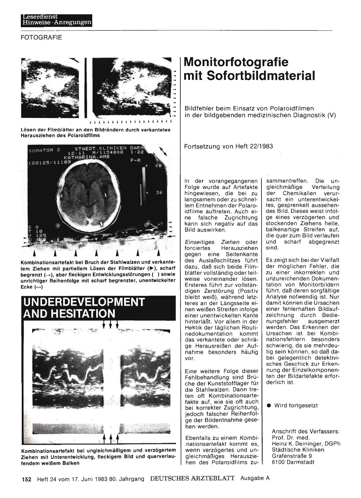 Vorschauseite 1: Monitorfotografie mit Sofortbildmaterial