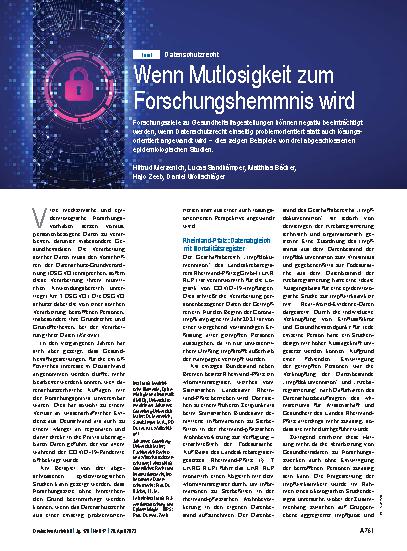 Vorschauseite 1: Datenschutzrecht: Wenn Mutlosigkeit zum Forschungshemmnis wird