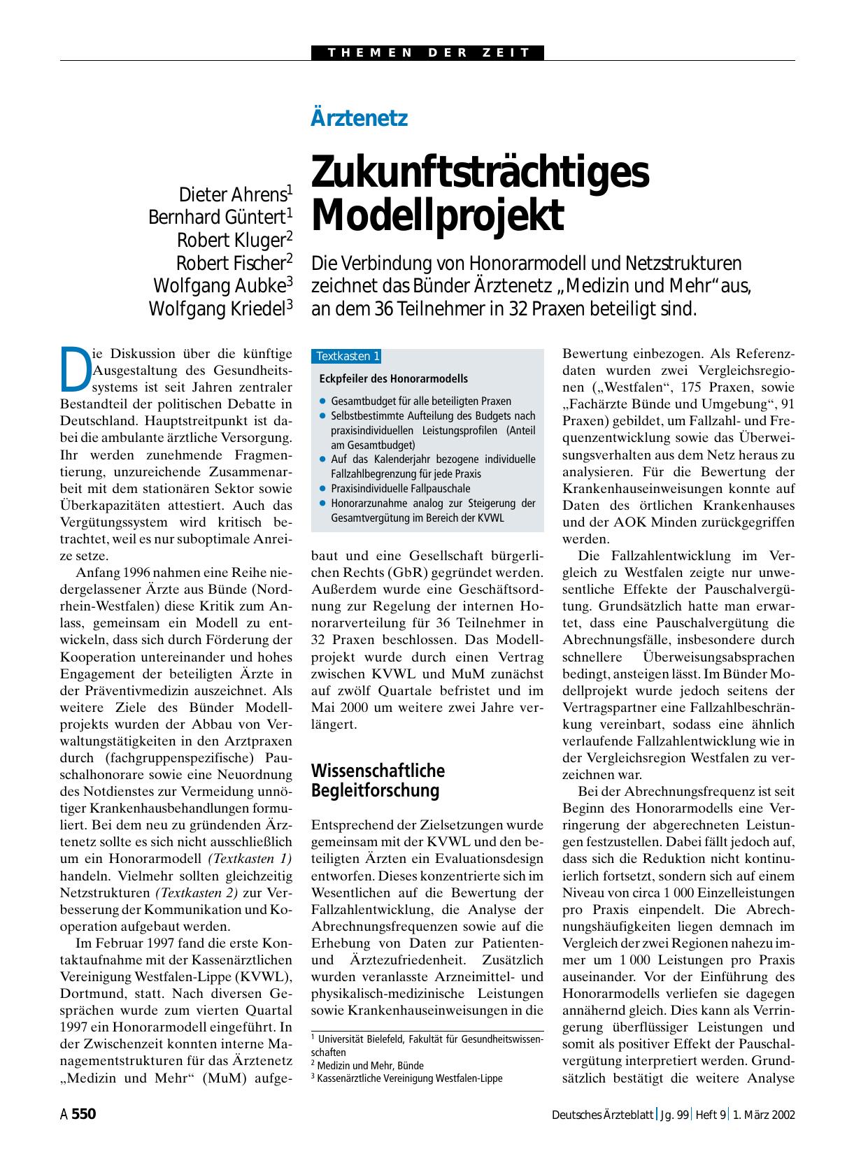 Vorschauseite 1: Ärztenetz: Zukunftsträchtiges Modellprojekt