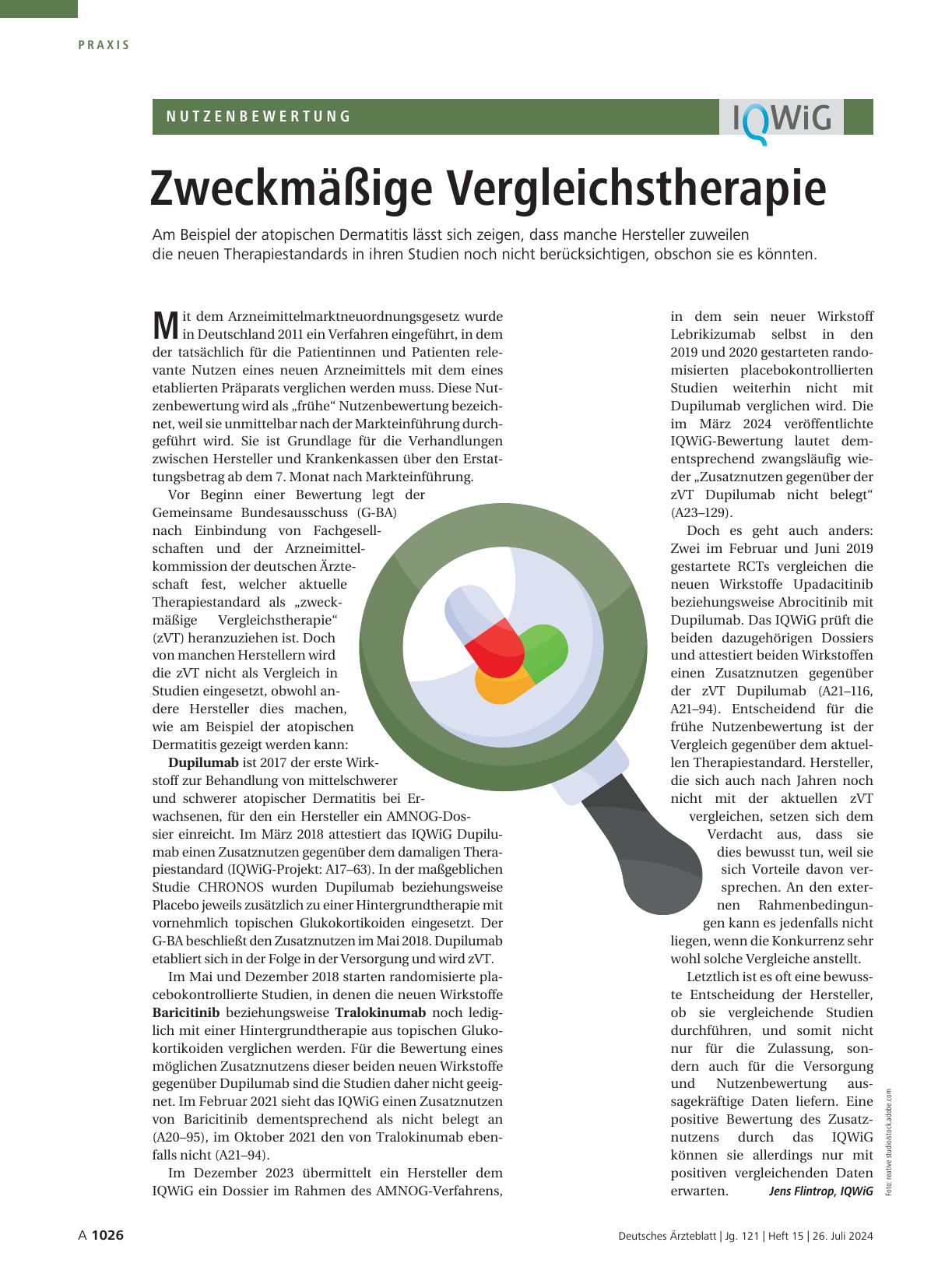 Vorschauseite 1: Zweckmäßige Vergleichstherapie